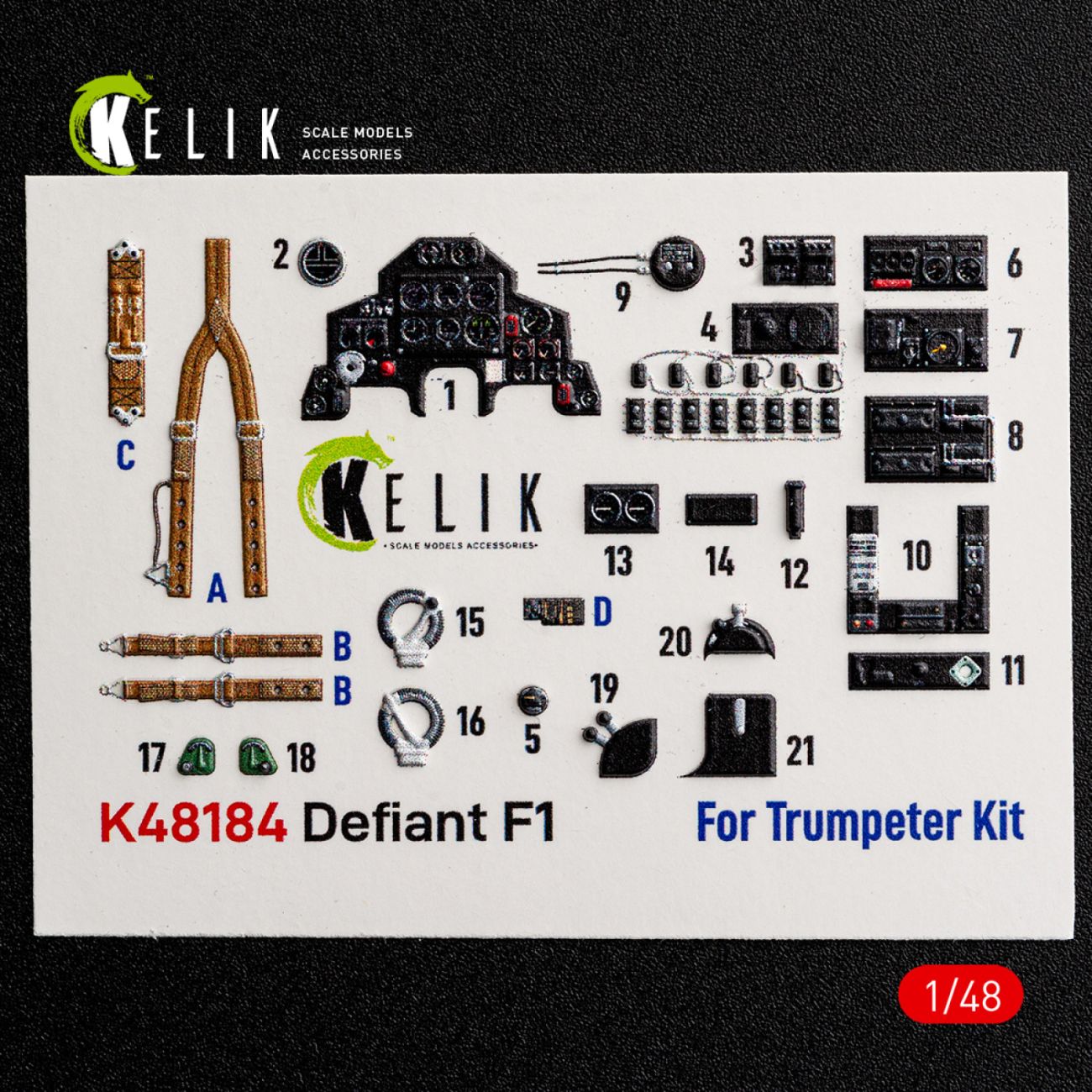 1:48 Defiant F1 - interior 3D decals for Trumpeter kit
