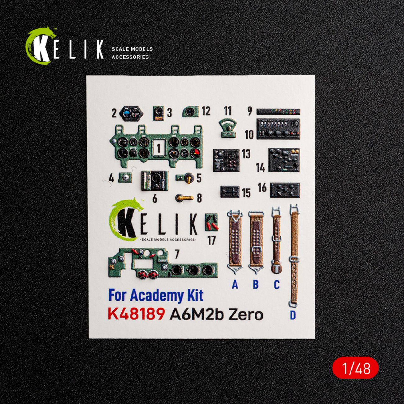 1:48 A6M2b Zero - interior 3D decals for Academy kit