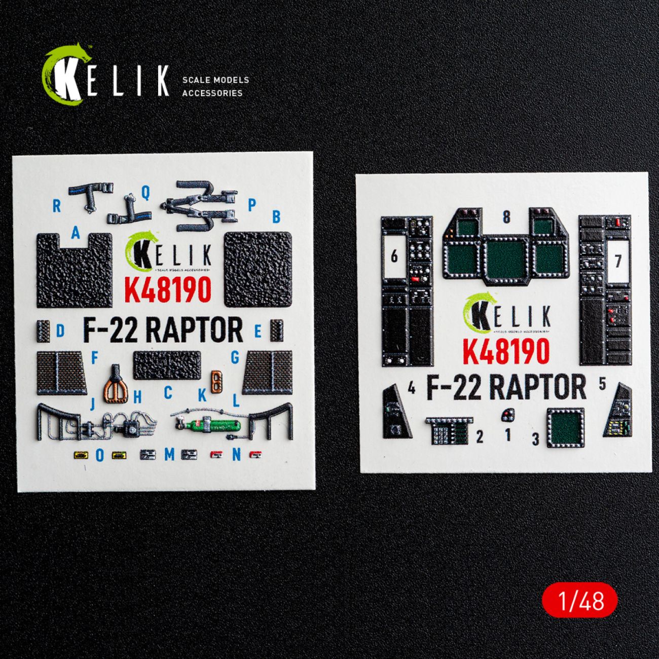 1:48 F-22 Raptor - interior 3D decals for Hasegawa kit