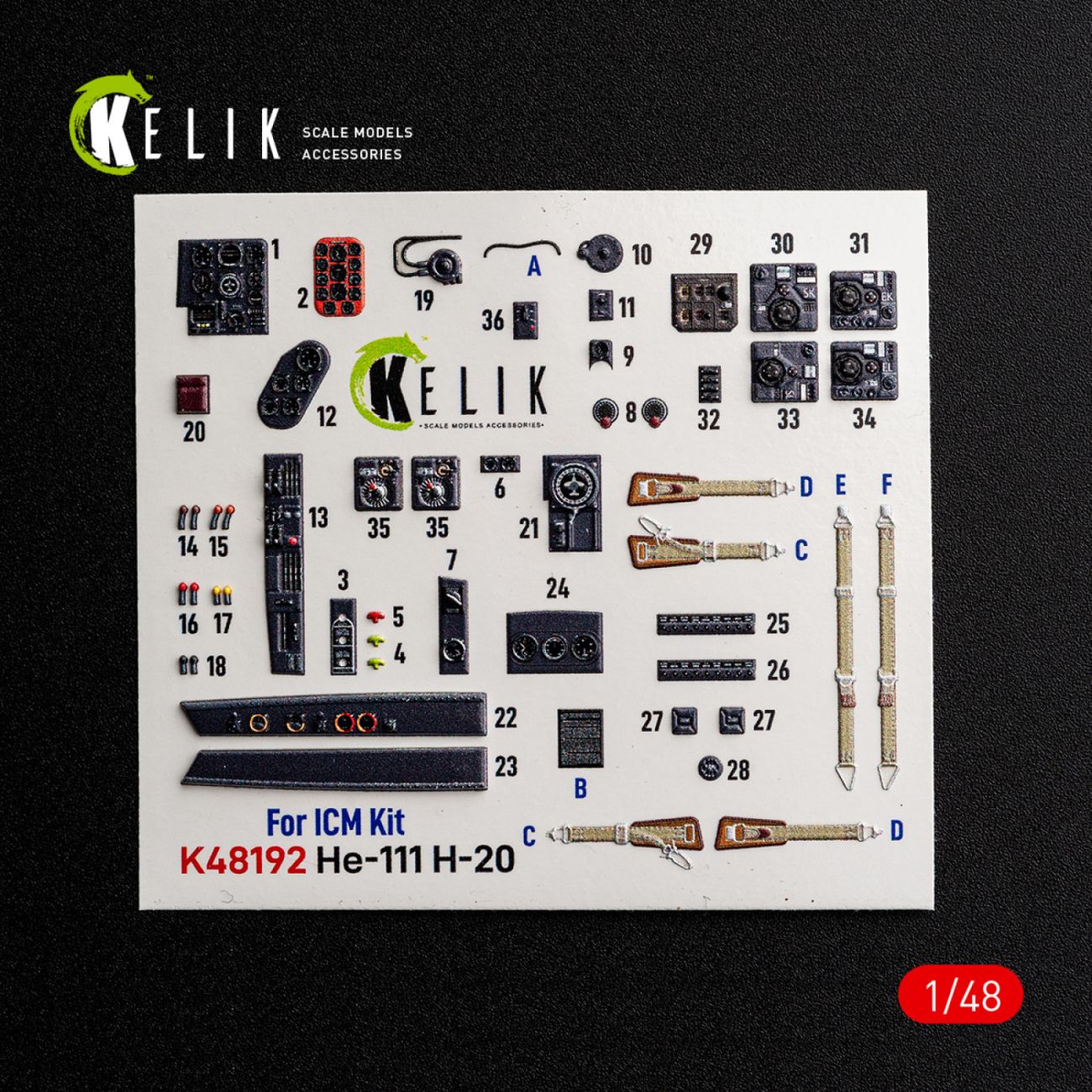 1:48 He-111 H-20 - interior 3D decals for ICM kit