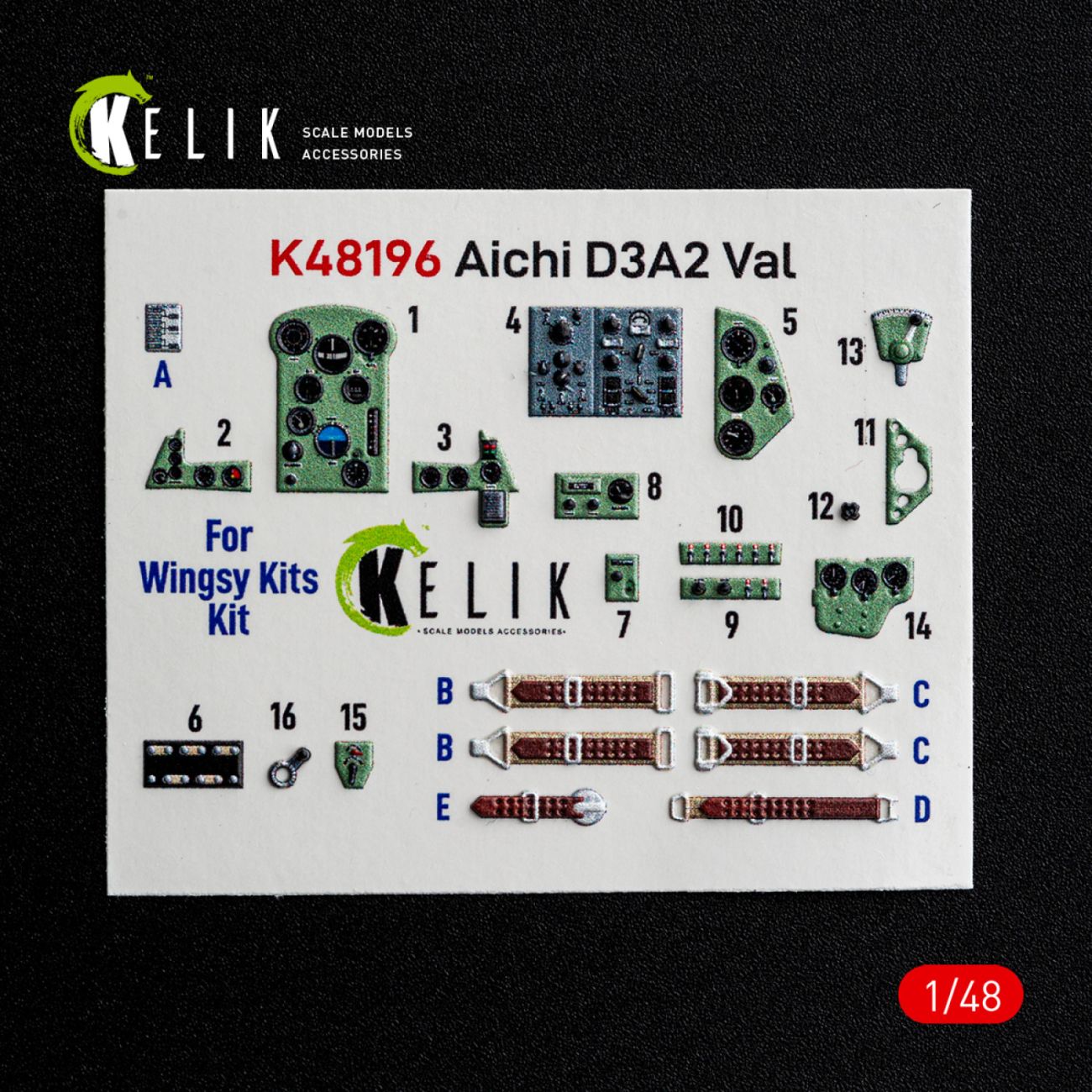 1:48 Aichi D3A2 Val - interior 3D decals for Wingsy Kits kit
