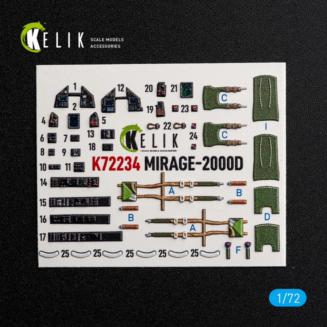 1:72 Mirage-2000D - interior 3D decals for DreamModel kit