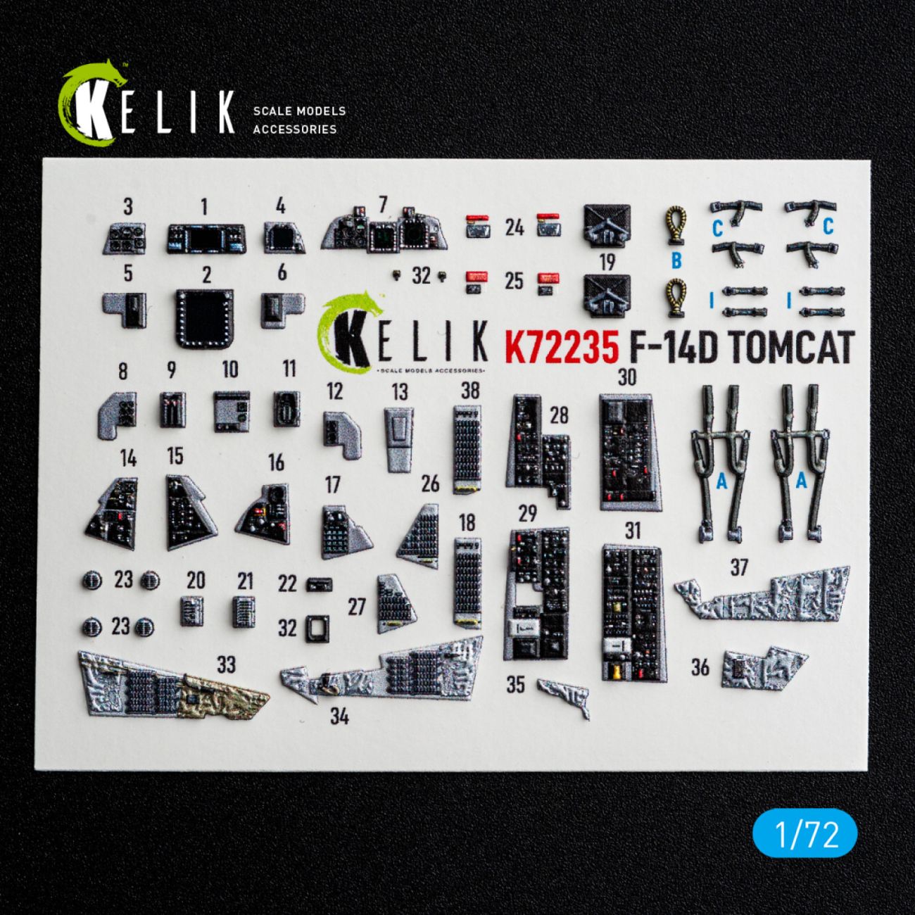 1:72 F-14D Tomcat - interior 3D decals for Tamiya kit