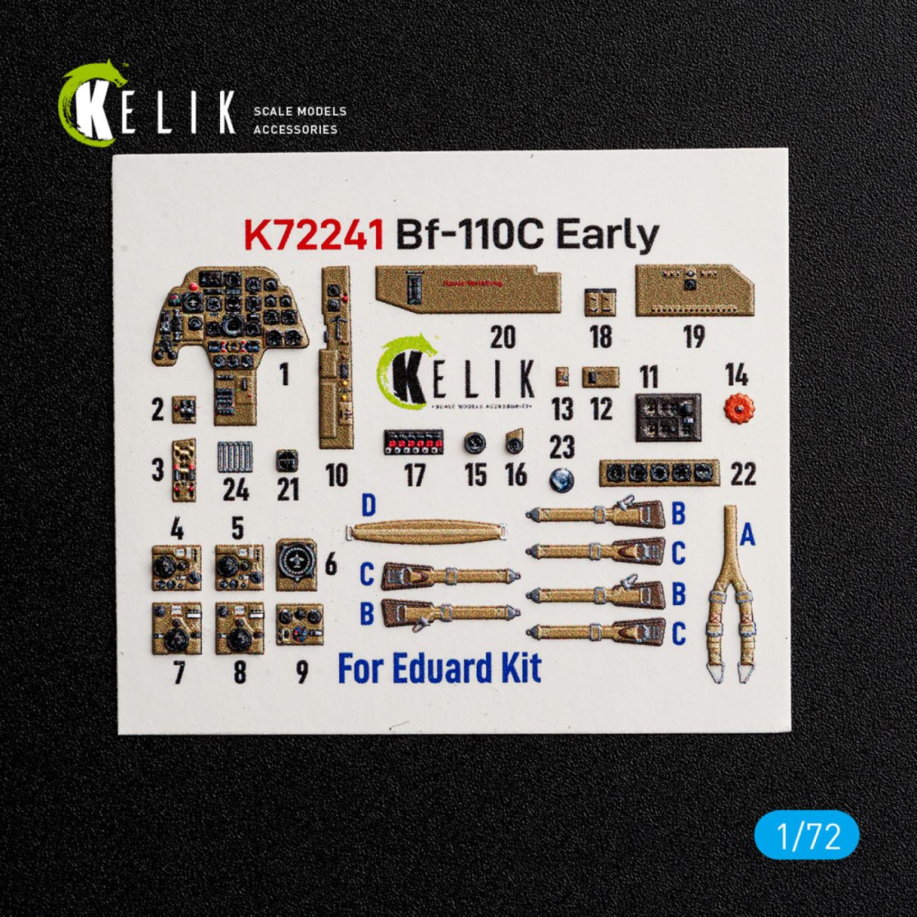 1:72 Bf-110C Early - interior 3D decals for Eduard kit