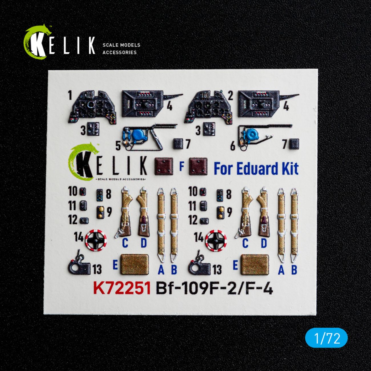 1:72 Bf-109 F-2/F-4 - interior 3D decals for Eduard kit
