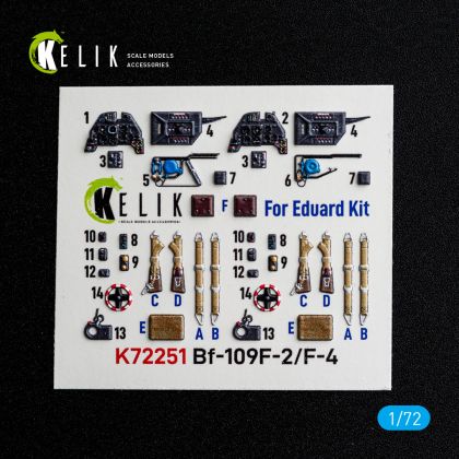 1:72 Bf-109 F-2/F-4 - interior 3D decals for Eduard kit