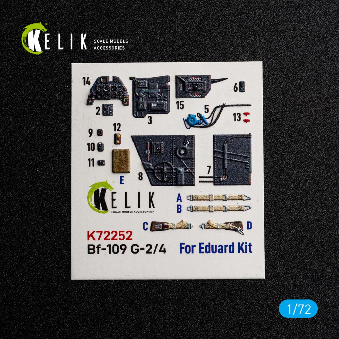 1:72 Bf-109 G-2/4 - interior 3D decals for Eduard kit