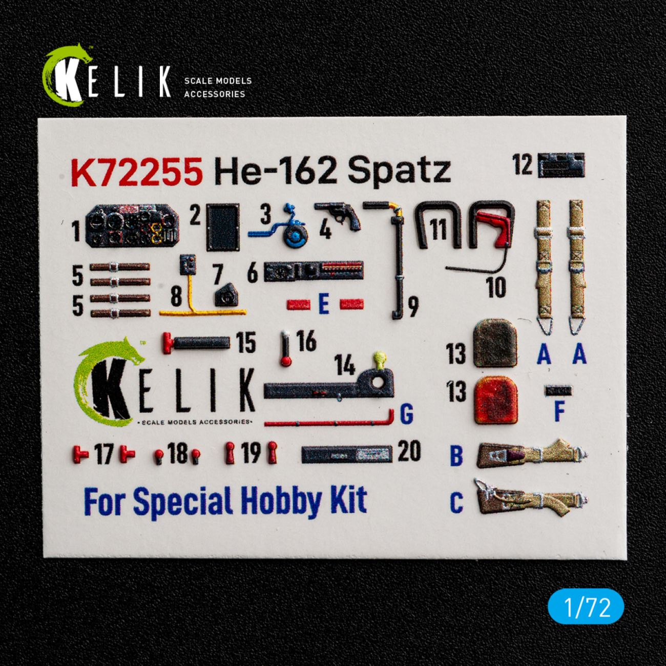 1:72 He-162 Spatz - interior 3D decals for Special Hobby kit