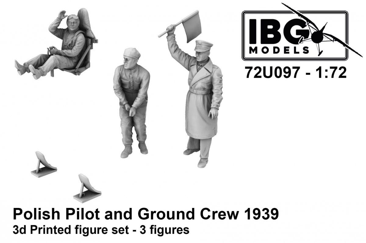 1:72 Polish Pilot and Ground Crew 1939 (3 Figures / 3D-Printed)