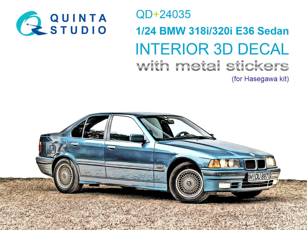 1:24 BMW 318i/320i E36 Sedan 3D-Printed & coloured Interior on decal paper (Hasegawa) (with metal sticker parts)
