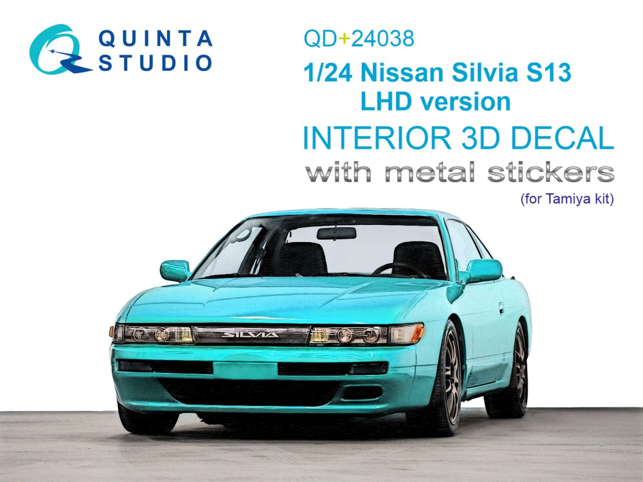 1:24 Nissan Silvia S13 LHD version 3D-Printed & coloured Interior on decal paper (Tamiya) (with metal sticker parts)