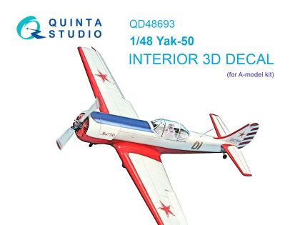 1:48 Yak-50 3D-Printed & coloured Interior on decal paper (A-model)