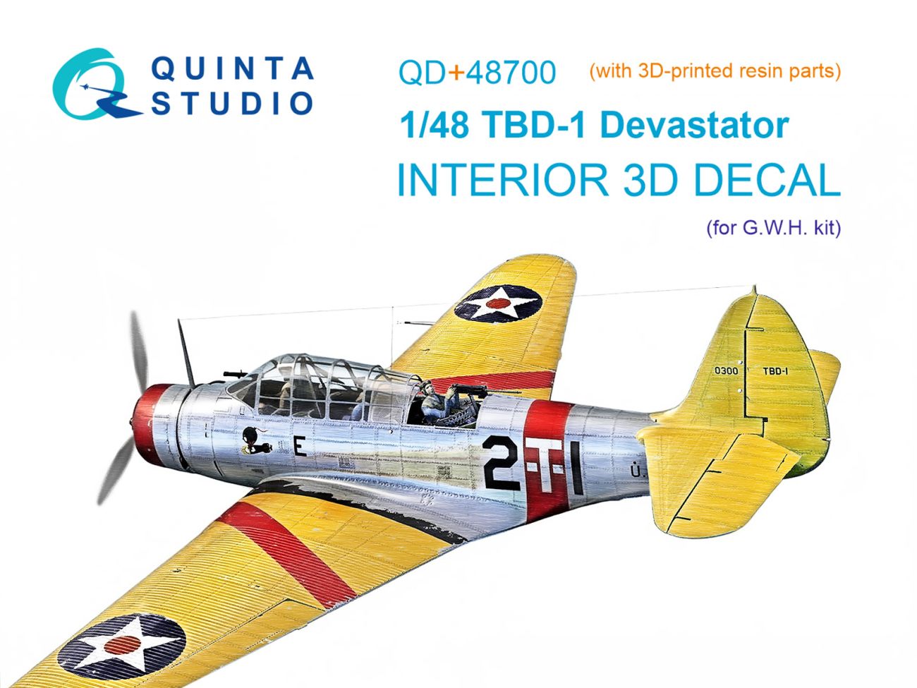 1:48 TBD-1 Devastator 3D-Printed & coloured Interior on decal paper (GWH) (with 3D-printed resin parts)