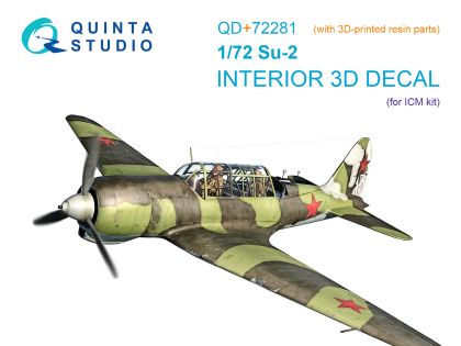 1:72 Su-2 3D-Printed & coloured Interior on decal paper (ICM) (with 3D-printed resin parts)