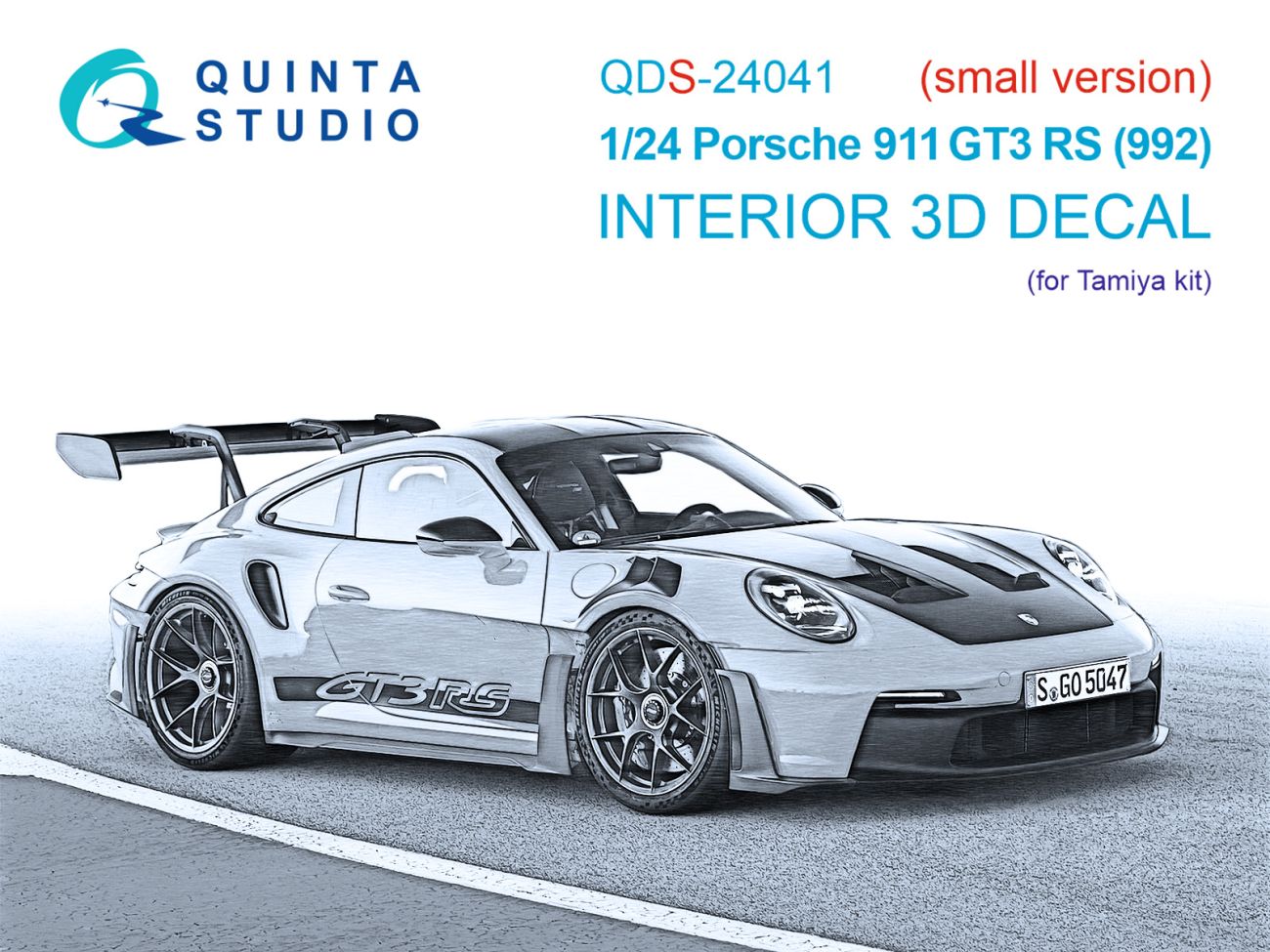 1:24 Porsche 911 GT3 RS (992) 3D-Printed & coloured Interior on decal paper (Tamiya) (small version)