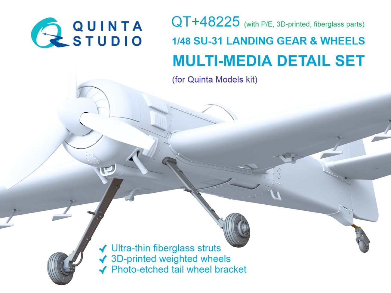 1:48 Su-31 Landing Gear & Wheels (Quinta Models)(With P/E and Fiberglass parts)