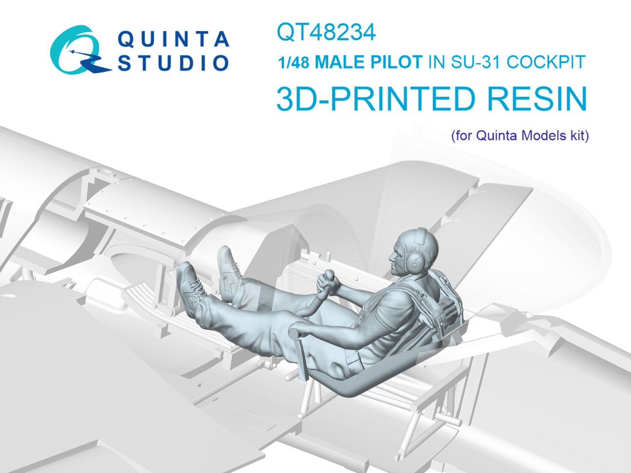 1:48 Male pilot sitting in SU-31 (Quinta Models)