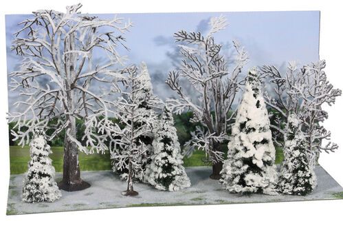 Snowy Trees and Firs 7-14 cm (10 pcs)