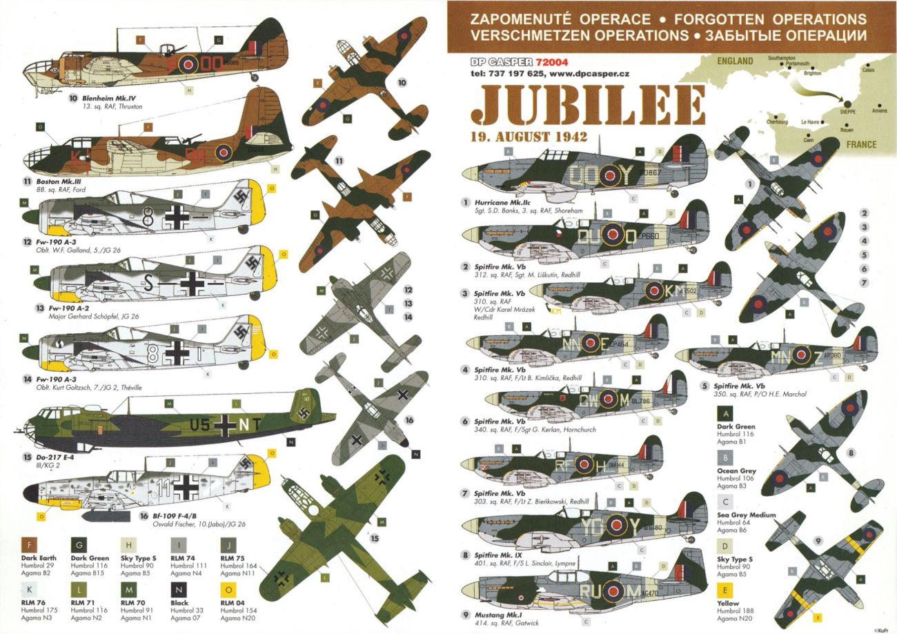 1:72 Operation Jubilee 19 August 1942 - Dieppe Raid (16 Schemes)