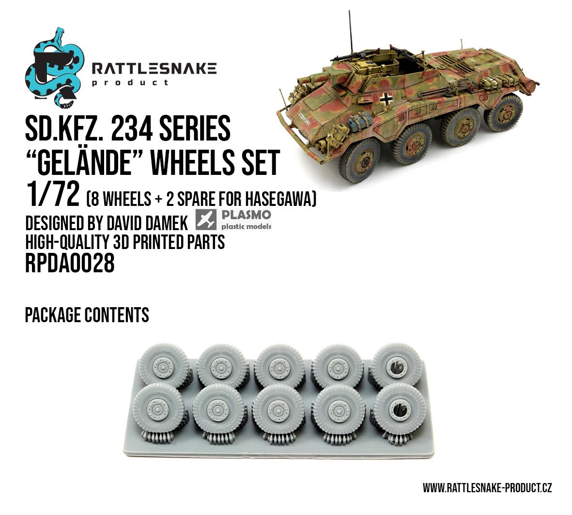 1:72 SdKfz 234 series wheels set 1/72 (Hasegawa)