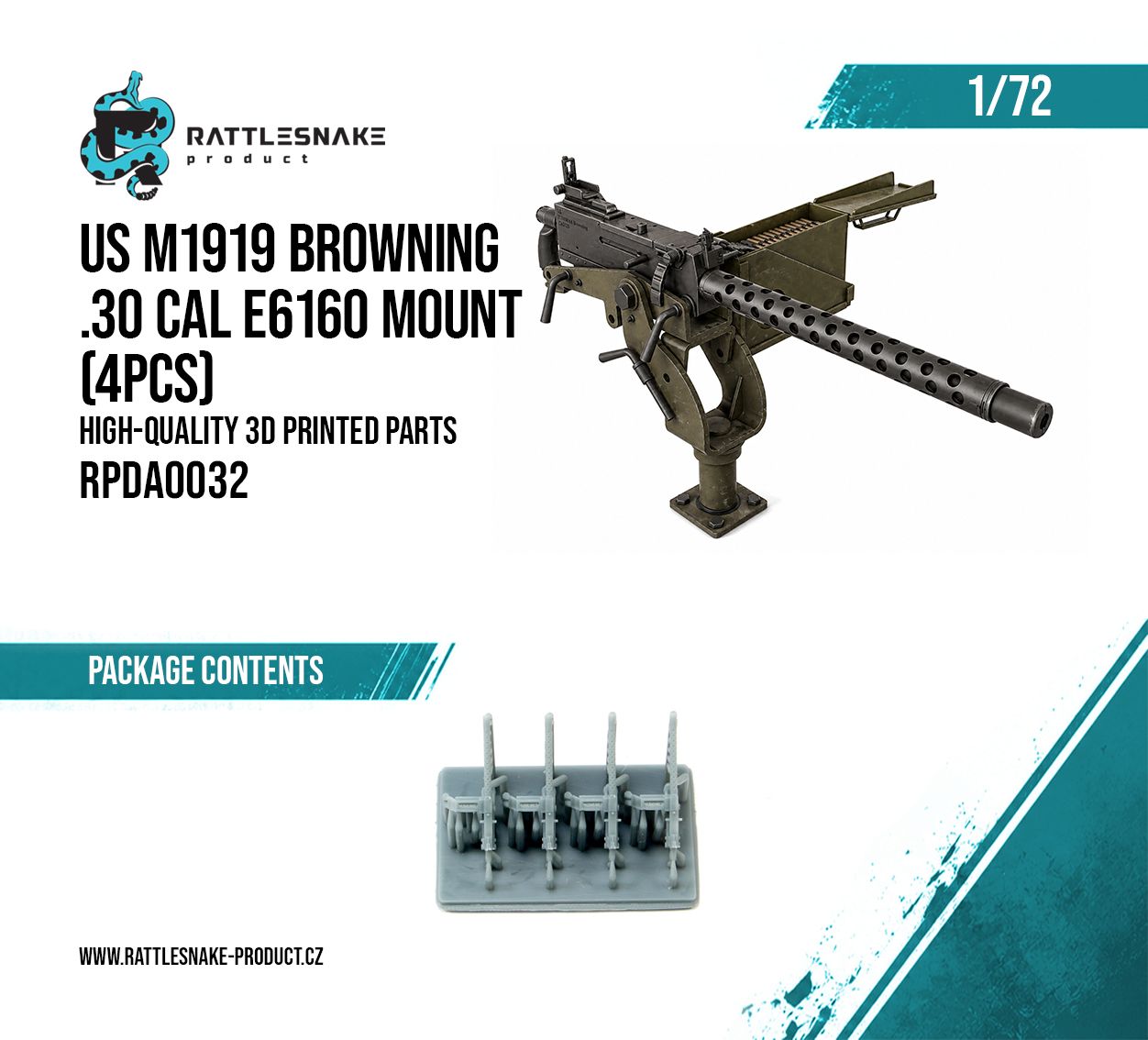 1:72 US M1919 browning .30 Cal E6160 mount 4pcs