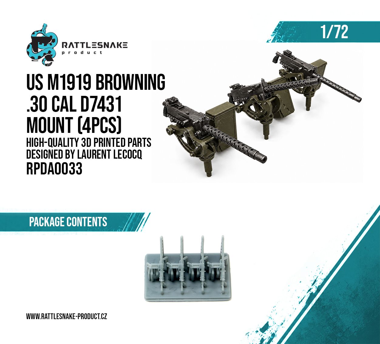 1:72 US M1919 browning .30 Cal D7431 mount 4pcs