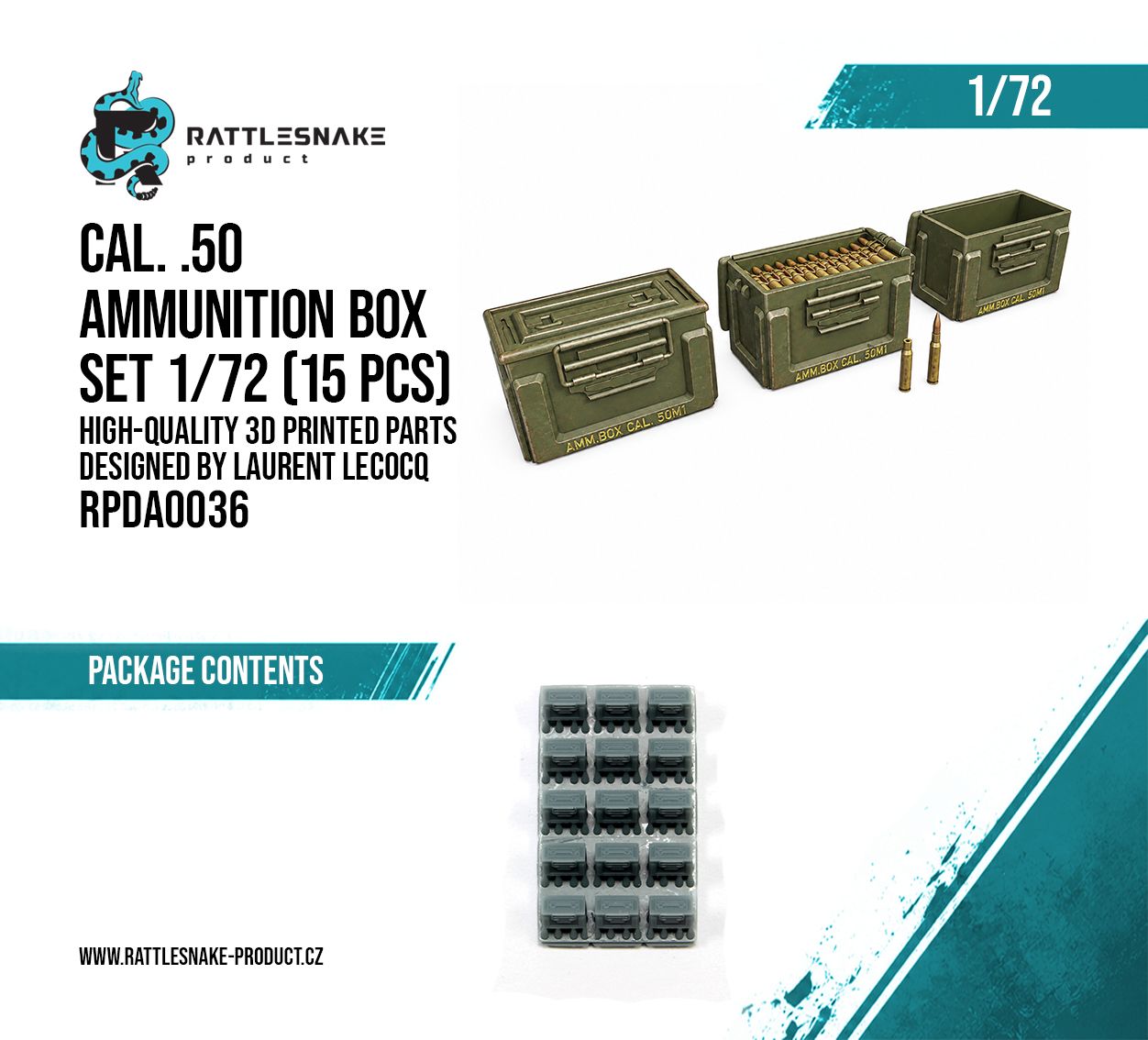 1:72 Cal. .50 Ammunition Box Set 15pcs