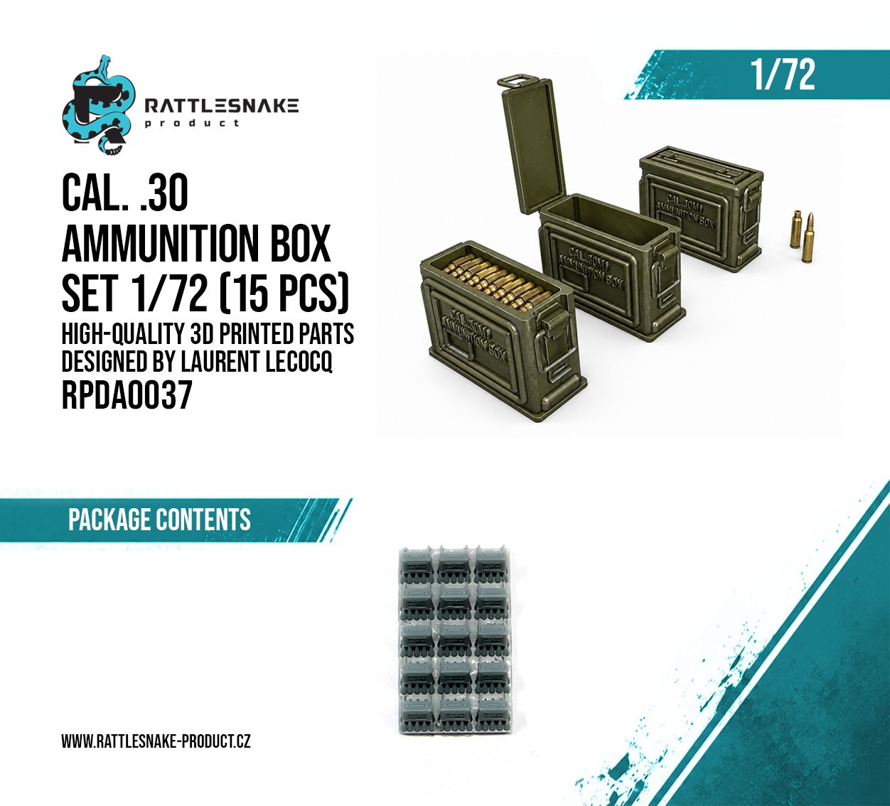 1:72 Cal. .30 Ammunition Box Set 15pcs