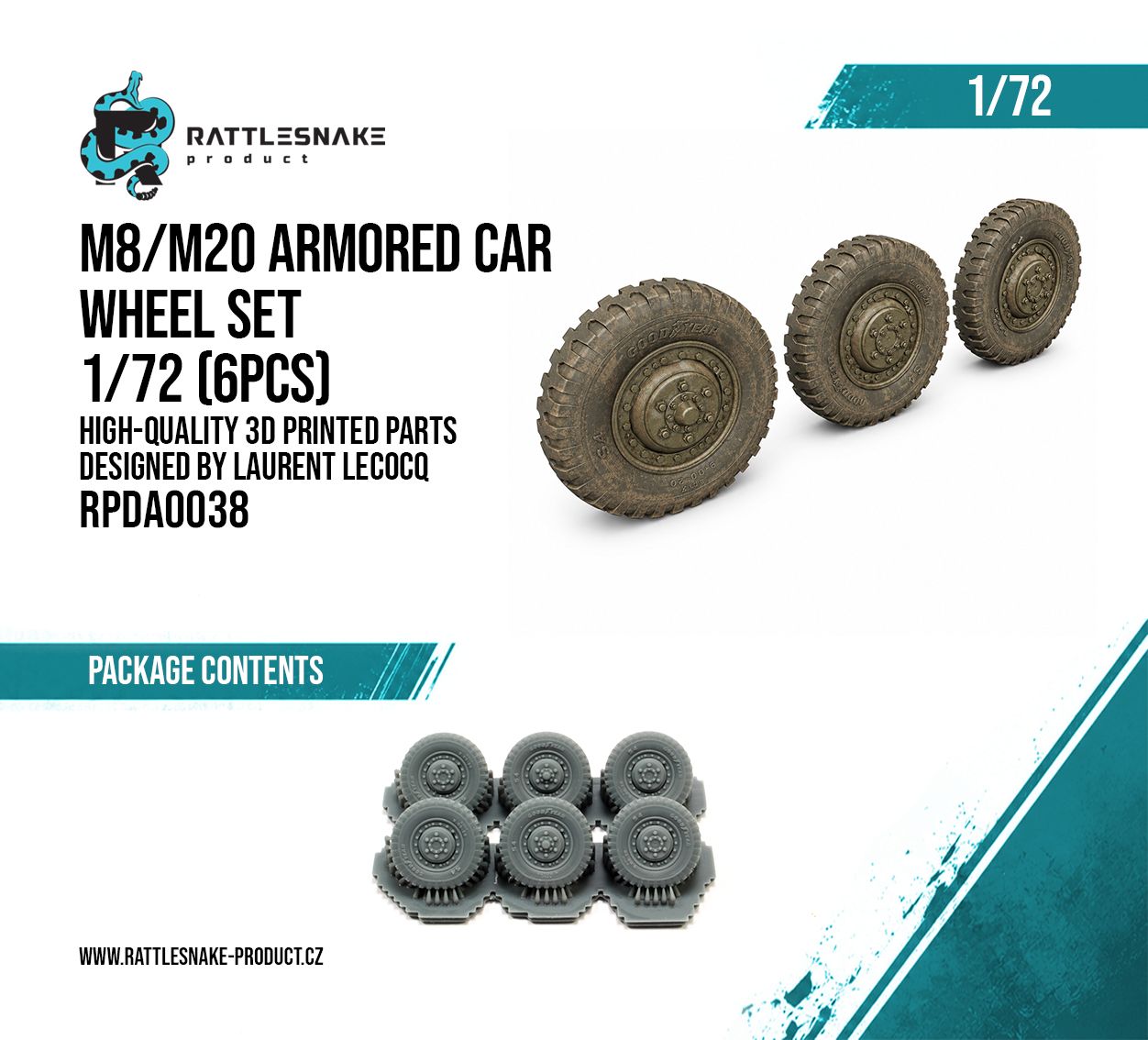1:72 M8/M20 Armored Car Wheels set 6pcs