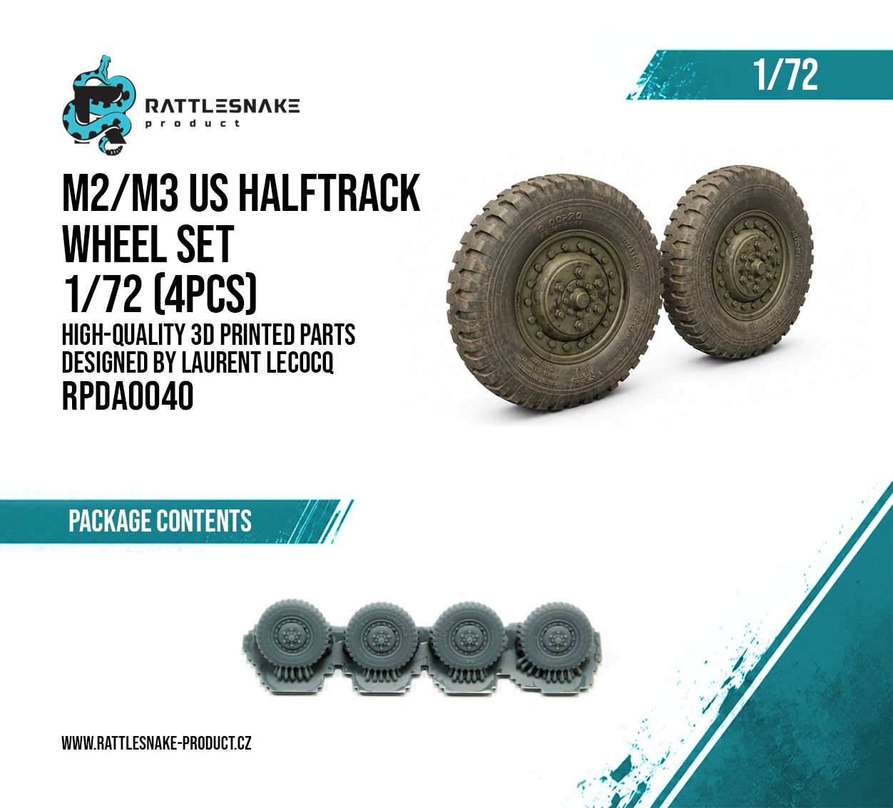 1:72 M2/M3 US Halftrack wheels set 4pcs