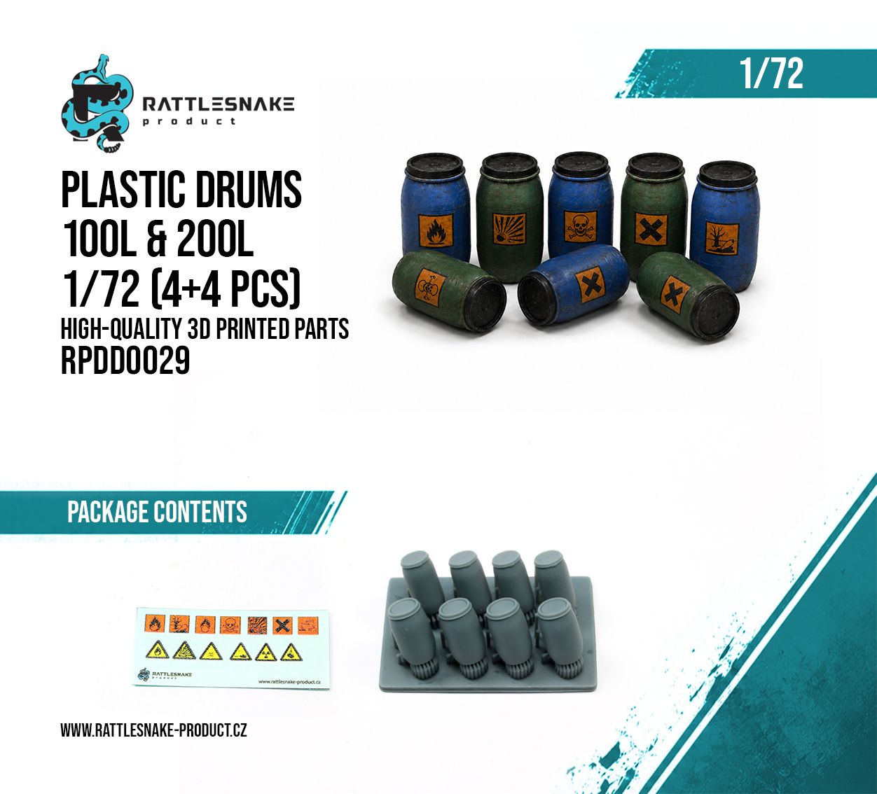 1:72 Plastic Drums 100L & 200L Set (4+4 pcs)