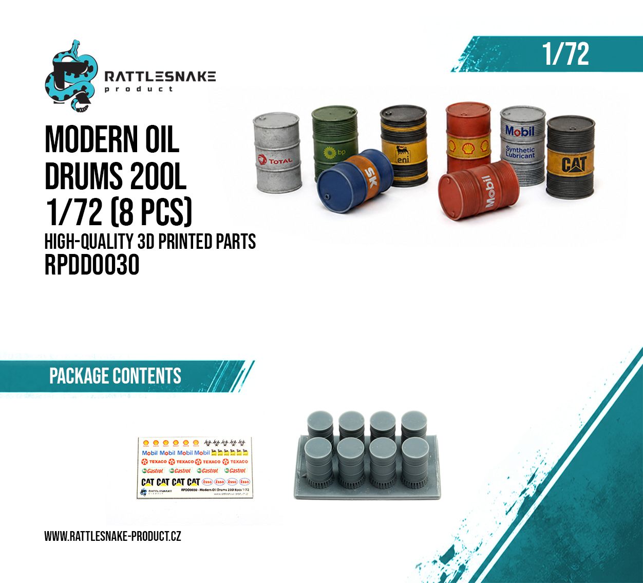 1:72 Modern Oil Drums 200L (8 pcs)