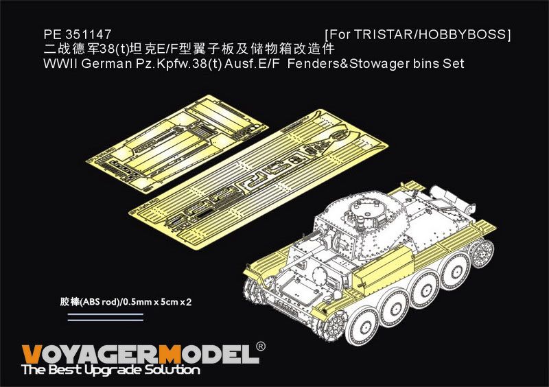1:35 German WWII Pz.Kpfw.38(t) Ausf.E/F - Fenders & Stowage Bins Set (for Tristar / Hobby Boss Kits)