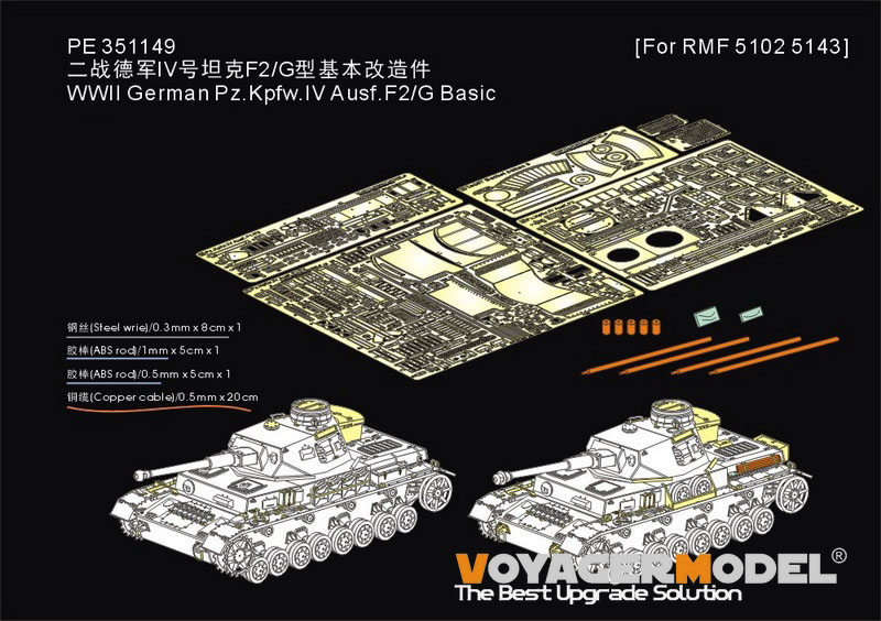1:35 German WWII Pz.Kpfw.IV Ausf.F2/G - Basic Upgrade Set VERSION A (for RMF 5102 and 5143 Kits)