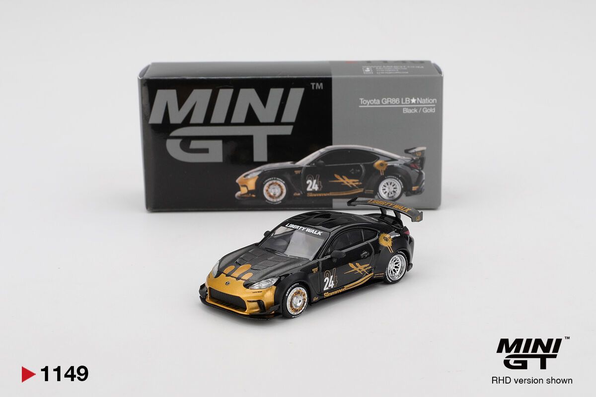 1:64 Toyota GR86 LB Nation 2025 Black / Gold