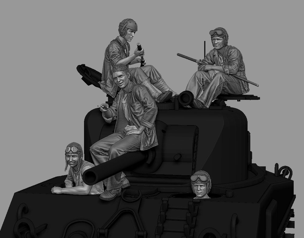 1:35 PTO Sherman Crew (5 Figures)