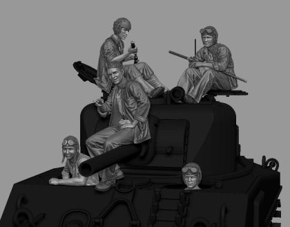 1:35 PTO Sherman Crew (5 Figures)