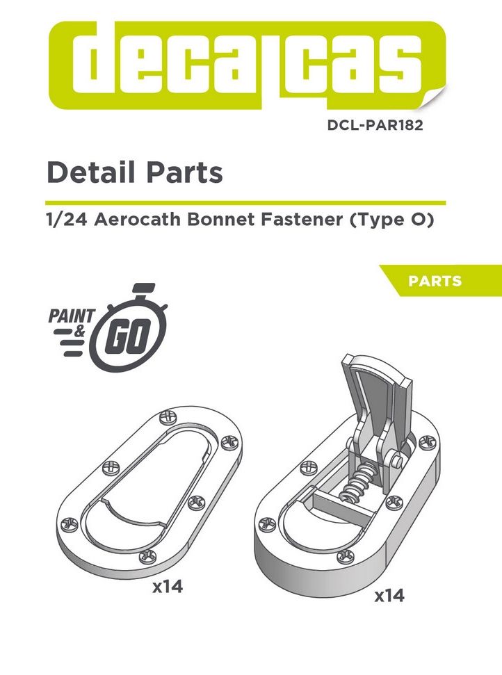1:24 Aerocath Bonnet Fastener 3D-Printed (Type O / 14 + 14 pcs)