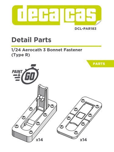 1:24 Aerocath 3 Bonnet Fastener 3D-Printed (Type R / 14 + 14 pcs)