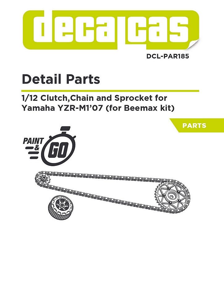 1:12 Yamaha YZR-M1 (2007) - 3D-Printed Clutch, Chain and Sprocket (for Beemax 13002 Kit)
