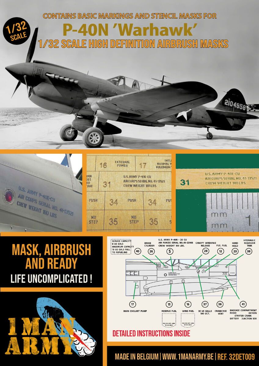 1:32 P-40 N Warhawk - Airbrush Masks Set (for Trumpeter Kits)