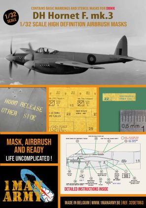 1:32 de Havilland Hornet F. Mk.3 - Stencilling and Basic National Insignia Masks Set (for DB Model Kits)