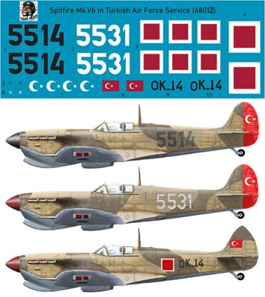 1:48 Supermarine Spitfire Mk.Vb in Turkish Air Force (includes bonus resin rudder)