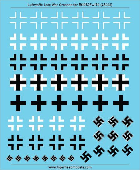 1:48 Luftwaffe Late War Cross set for Bf-109 and Fw-190