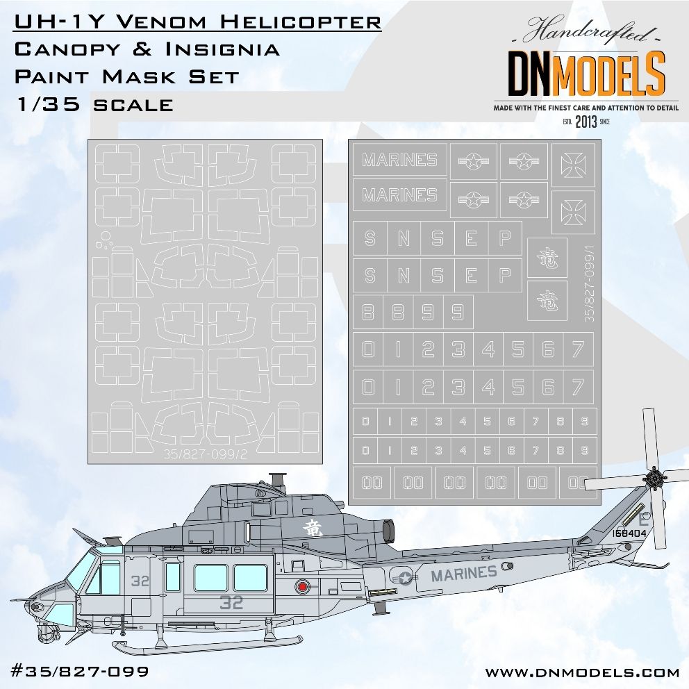 1:35 Bell UH-1Y Venom - Canopy and Insignia Masks Set (for Academy 12138 Kit)