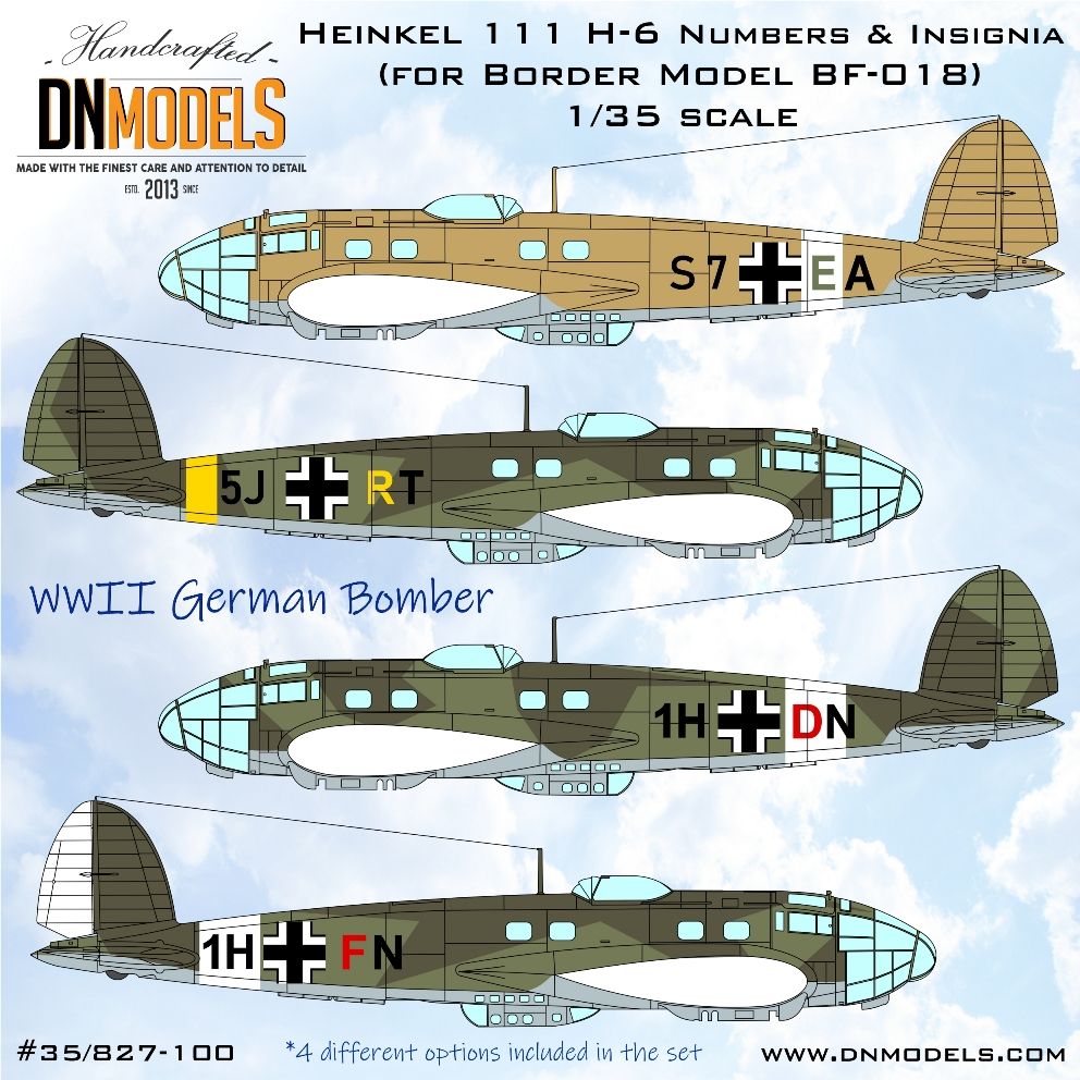 1:48 Heinkel He-111 H-6 - Numbers & Insignia Masks Set (for Border Model BF-018 Kit)