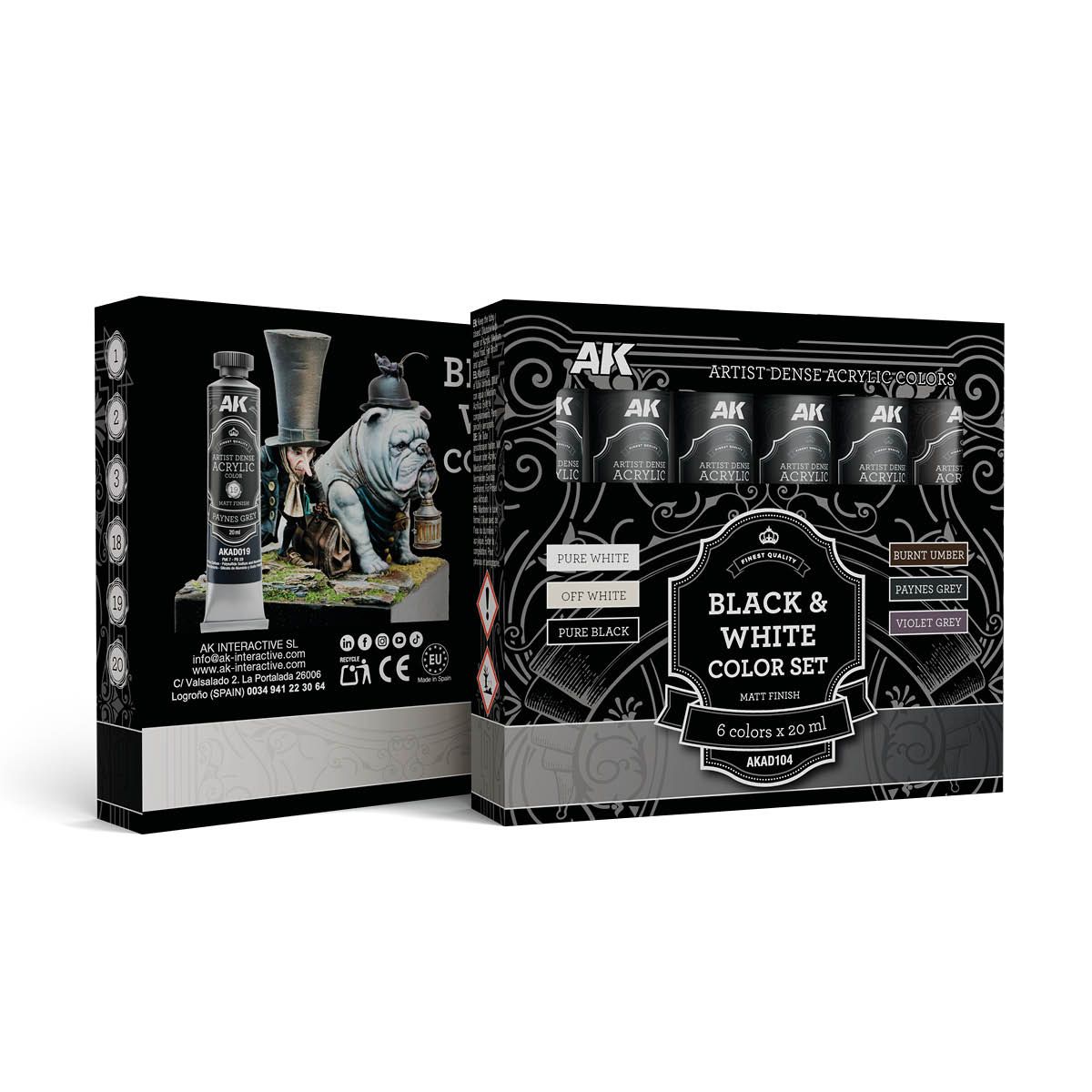 BLACK & WHITE COLOR SET – ARTISTIC DENSE ACRYLIC COLOR