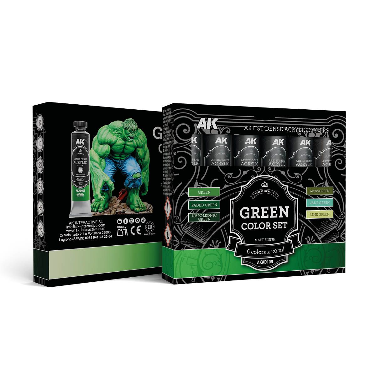 GREEN COLOR SET – ARTISTIC DENSE ACRYLIC COLOR