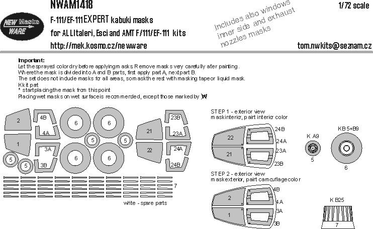 1:72 F-111/EF-111 EXPERT kabuki masks