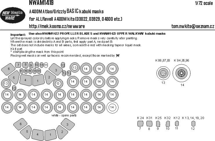 1:72 A400M Atlas/Grizzly BASIC kabuki masks